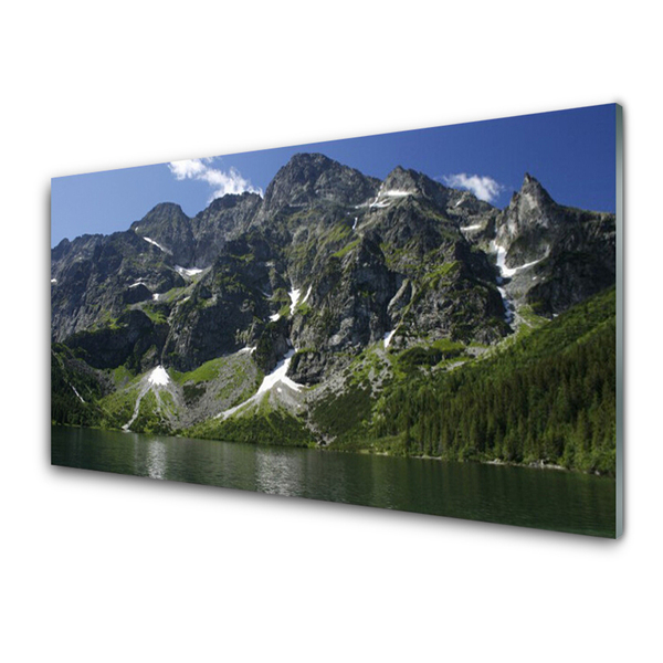 Druck auf Glas Gebirge See Wald Landschaft