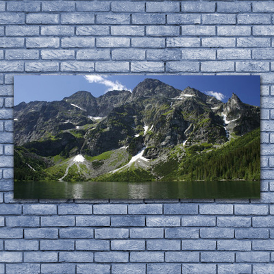 Druck auf Glas Gebirge See Wald Landschaft