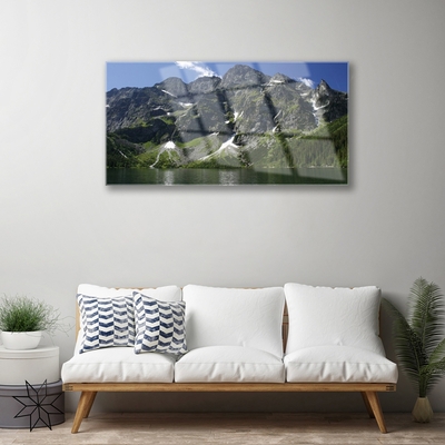 Druck auf Glas Gebirge See Wald Landschaft