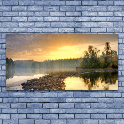 Druck auf Glas See Steine Wald Landschaft