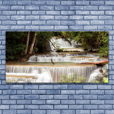 Druck auf Glas Wasserfall Wald Natur