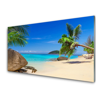 Druck auf Glas Strand Meer Steine Landschaft