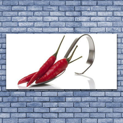 Druck auf Glas Chili Löffel Küche