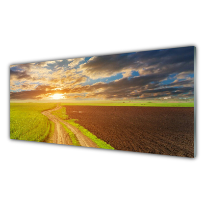 Druck auf Glas Acker Fußpfad Landschaft