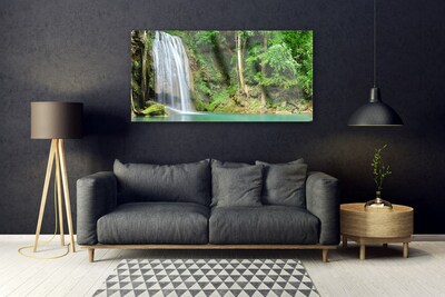 Druck auf Glas Wasserfall Wald Natur