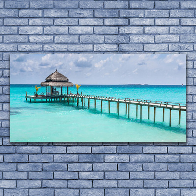 Druck auf Glas Meer Brücke Architektur