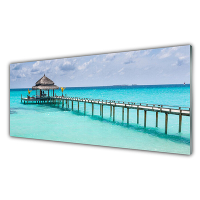 Druck auf Glas Meer Brücke Architektur