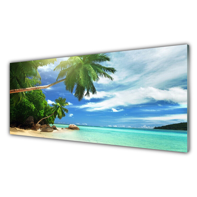 Druck auf Glas Palme Strand Meer Landschaft