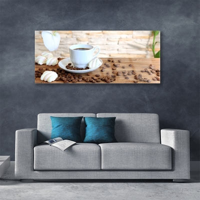 Druck auf Glas Tasse Kaffee Kaffeebohnen Küche
