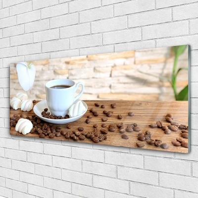 Druck auf Glas Tasse Kaffee Kaffeebohnen Küche