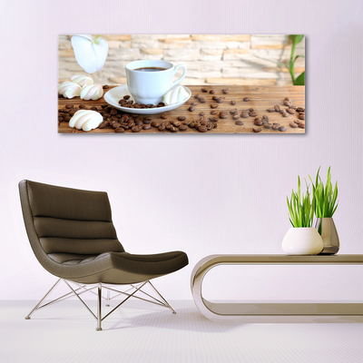 Druck auf Glas Tasse Kaffee Kaffeebohnen Küche