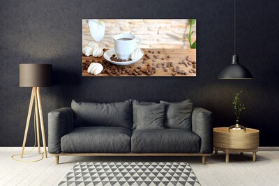 Druck auf Glas Tasse Kaffee Kaffeebohnen Küche