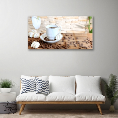 Druck auf Glas Tasse Kaffee Kaffeebohnen Küche