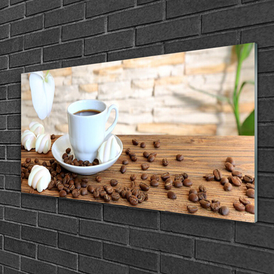 Druck auf Glas Tasse Kaffee Kaffeebohnen Küche