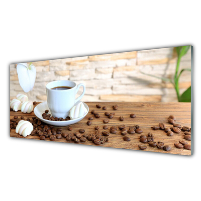 Druck auf Glas Tasse Kaffee Kaffeebohnen Küche