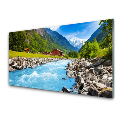 Druck auf Glas Gebirge Steine See Landschaft