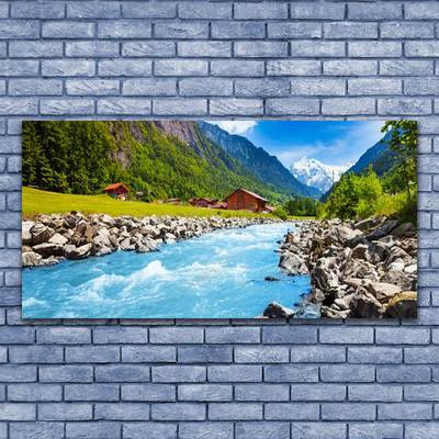 Druck auf Glas Gebirge Steine See Landschaft