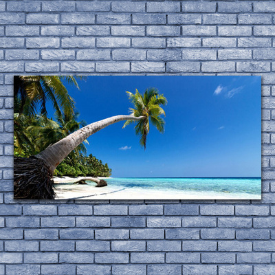 Druck auf Glas Strand Palme Meer Landschaft