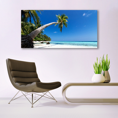 Druck auf Glas Strand Palme Meer Landschaft