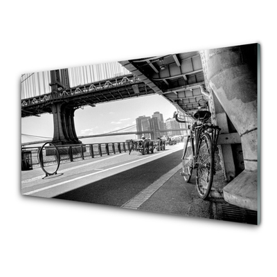Druck auf Glas Brücke Straße Fahrrad Architektur
