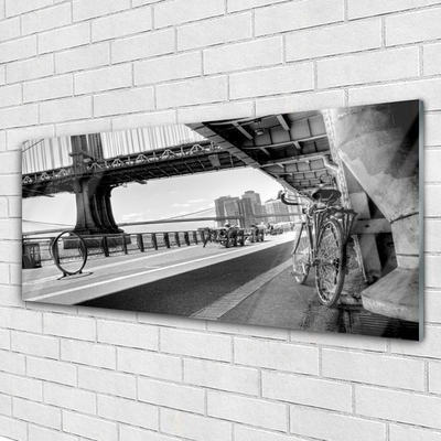 Druck auf Glas Brücke Straße Fahrrad Architektur