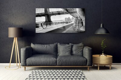 Druck auf Glas Brücke Straße Fahrrad Architektur