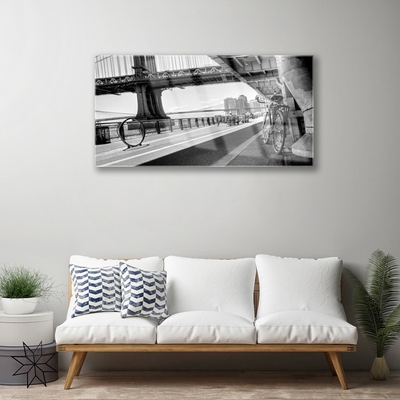 Druck auf Glas Brücke Straße Fahrrad Architektur