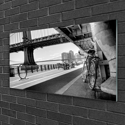 Druck auf Glas Brücke Straße Fahrrad Architektur