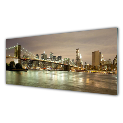Druck auf Glas Stadt Brücke Meer Architektur