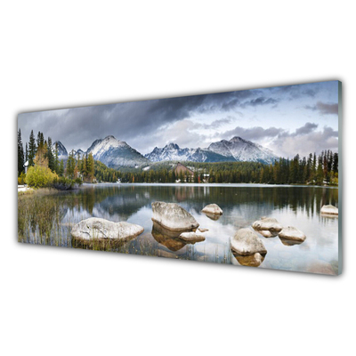 Druck auf Glas Gebirge Wald See Landschaft