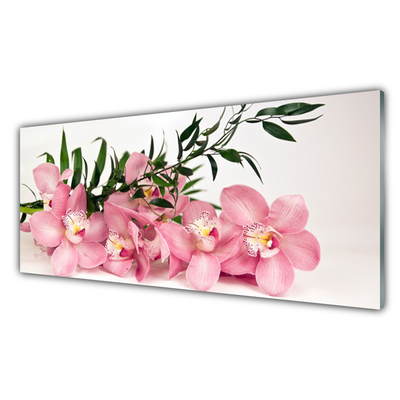 Druck auf Glas Blumen Blätter Pflanzen
