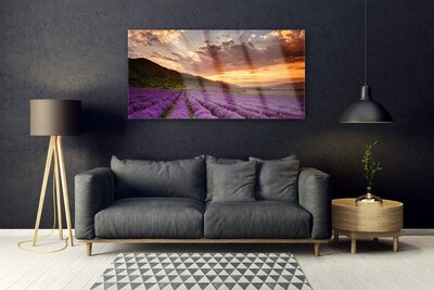 Druck auf Glas Gebirge Wiese Blumen Landschaft