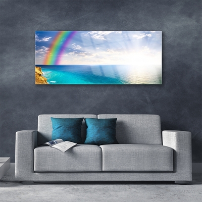 Druck auf Glas Regenbogen Sonne Meer Landschaft