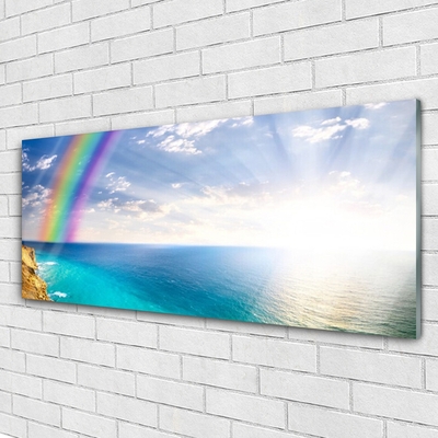 Druck auf Glas Regenbogen Sonne Meer Landschaft