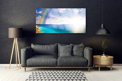 Druck auf Glas Regenbogen Sonne Meer Landschaft