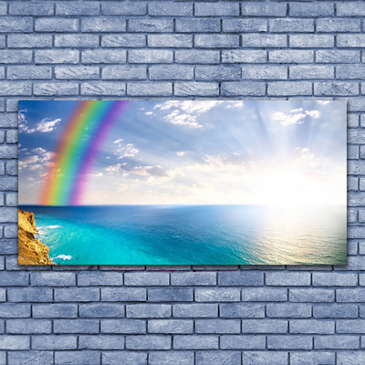 Druck auf Glas Regenbogen Sonne Meer Landschaft