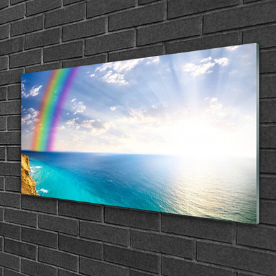 Druck auf Glas Regenbogen Sonne Meer Landschaft