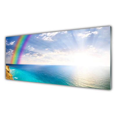 Druck auf Glas Regenbogen Sonne Meer Landschaft