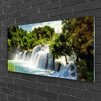 Druck auf Glas Wasserfall Bäume Natur