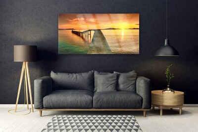 Druck auf Glas Sonne Meer Brücke Landschaft