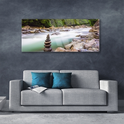 Druck auf Glas Wald See Steine Landschaft