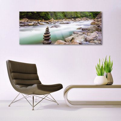 Druck auf Glas Wald See Steine Landschaft