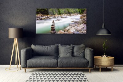 Druck auf Glas Wald See Steine Landschaft