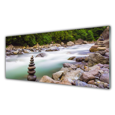 Druck auf Glas Wald See Steine Landschaft