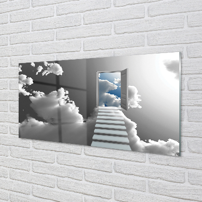 Küchenrückwand spritzschutz Treppen wolken tür