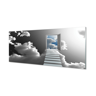 Küchenrückwand spritzschutz Treppen wolken tür
