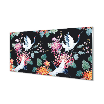 Küchenrückwand spritzschutz Vögel mit blumen