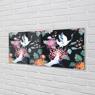 Küchenrückwand spritzschutz Vögel mit blumen