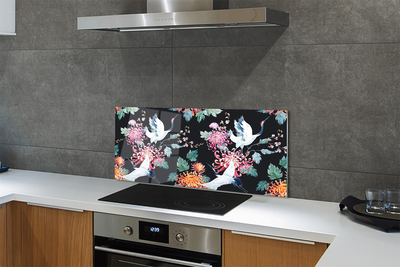 Küchenrückwand spritzschutz Vögel mit blumen