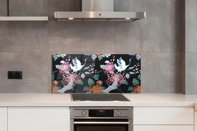 Küchenrückwand spritzschutz Vögel mit blumen